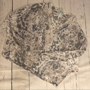 Oversized white washed leopard top.